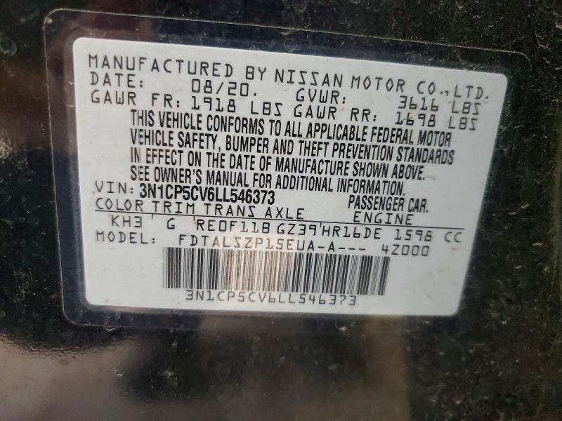 Продажа на аукционе авто 2020 Nissan Kicks, vin: 3N1CP5CV6LL546373, номер лота: 58452366