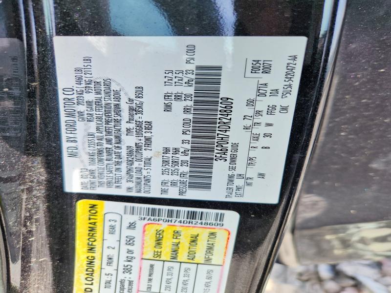 2013 Ford Fusion მანქანა იყიდება აუქციონზე, vin: 3FA6P0H74DR248609, აუქციონის ნომერი: 55388586