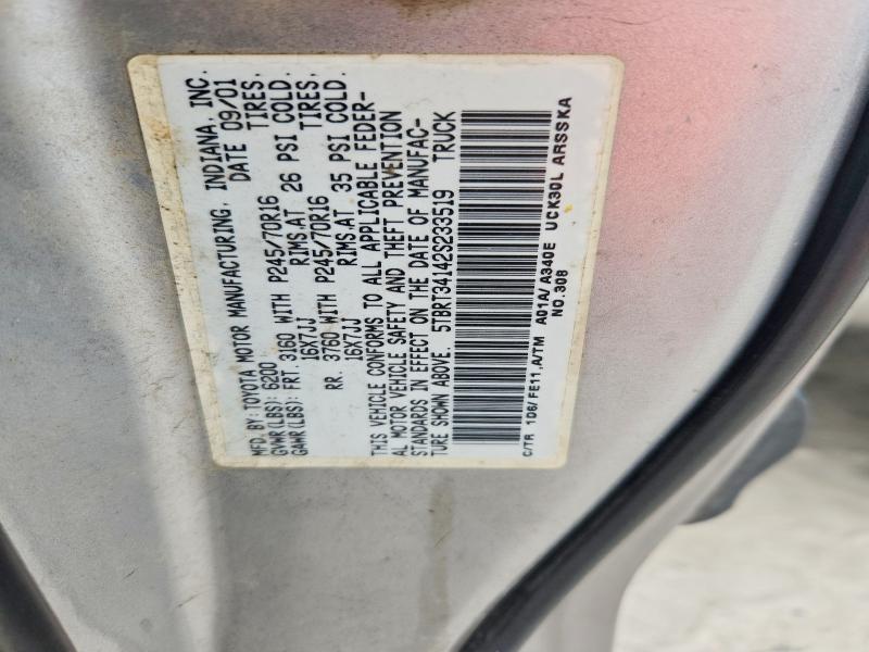55615266 :رقم المزاد ، 5TBRT34142S233519 vin ، 2002 Toyota Tundra مزاد بيع