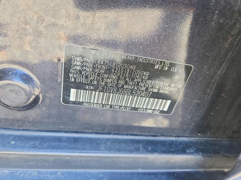 Aukcja sprzedaży 2011 Subaru Impreza, vin: JF1GV8J68BL520407, numer aukcji: 57038696