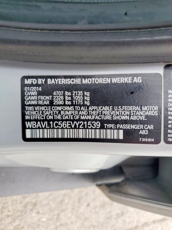 2014 Bmw X1 მანქანა იყიდება აუქციონზე, vin: WBAVL1C56EVY21539, აუქციონის ნომერი: 58707806