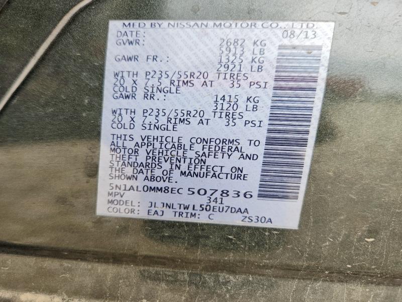 Aukcja sprzedaży 2014 Infiniti Qx60, vin: 5N1AL0MM8EC507836, numer aukcji: 57572296
