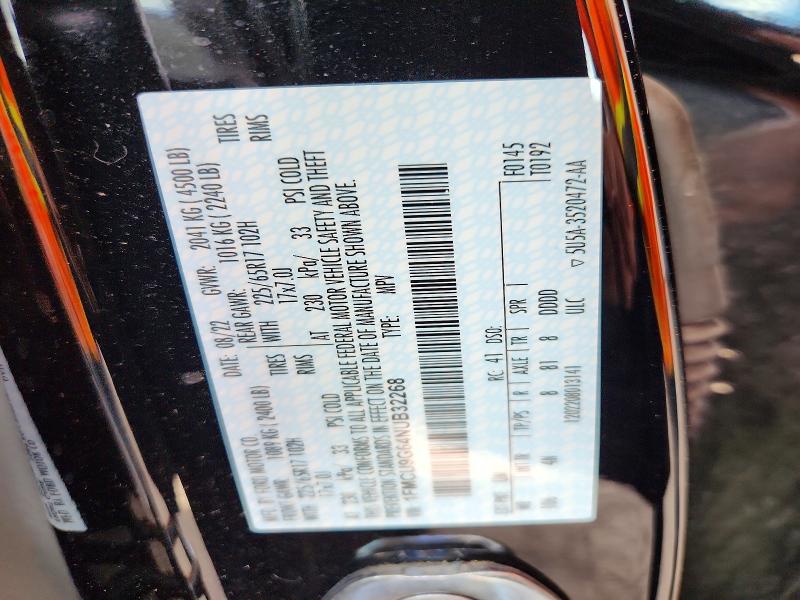 57766036 :رقم المزاد ، 1FMCU9G64NUB32268 vin ، 2022 Ford Escape مزاد بيع