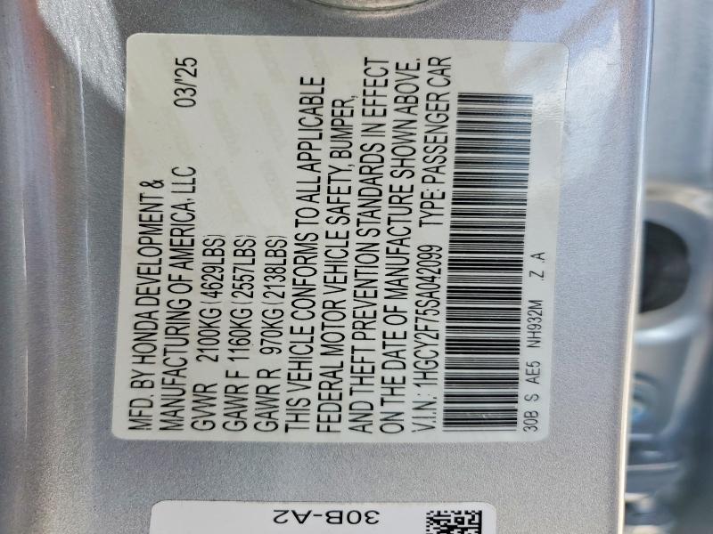 Продажа на аукционе авто 2025 Honda Accord, vin: 1HGCY2F75SA042099, номер лота: 57872416