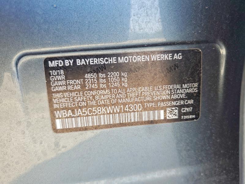 Aukcja sprzedaży 2019 Bmw 530, vin: WBAJA5C58KWW14300, numer aukcji: 58261646