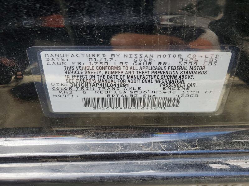 Продажа на аукционе авто 2017 Nissan Versa, vin: 3N1CN7AP4HL841291, номер лота: 57542336