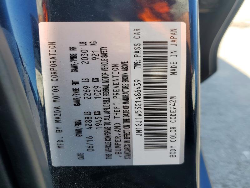 2016 Mazda 6 მანქანა იყიდება აუქციონზე, vin: JM1GJ1W53G1486439, აუქციონის ნომერი: 56410956