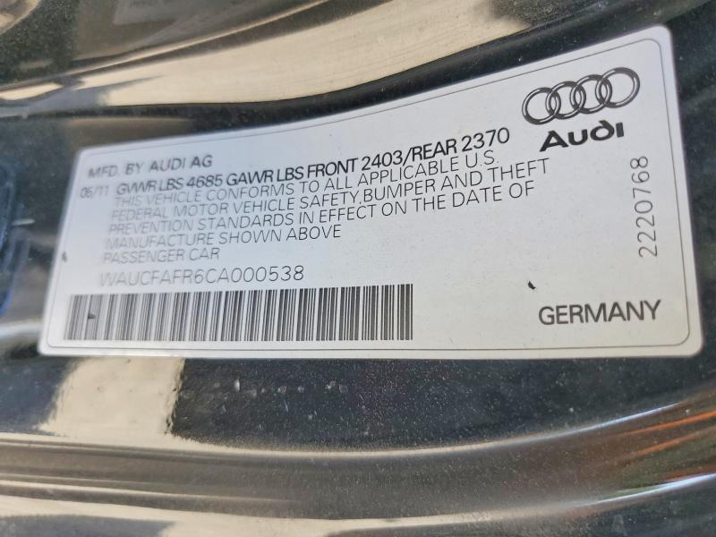 Aukcja sprzedaży 2012 Audi A5, vin: WAUCFAFR6CA000538, numer aukcji: 55419746