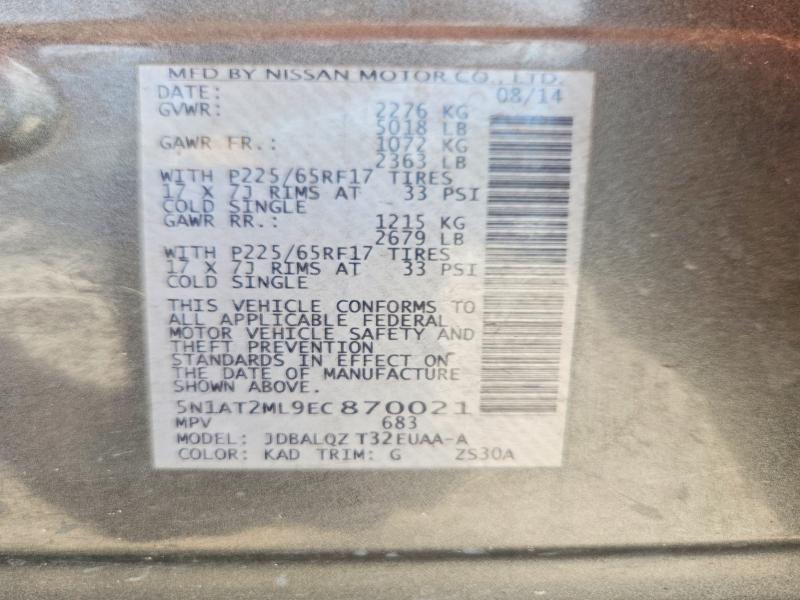 Aukcja sprzedaży 2014 Nissan Rogue, vin: 5N1AT2ML9EC870021, numer aukcji: 59128176