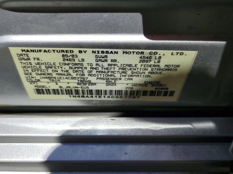 Продаж на аукціоні авто 2004 Nissan Maxima, vin: 1N4BA41E14C857767, номер лоту: 56834156