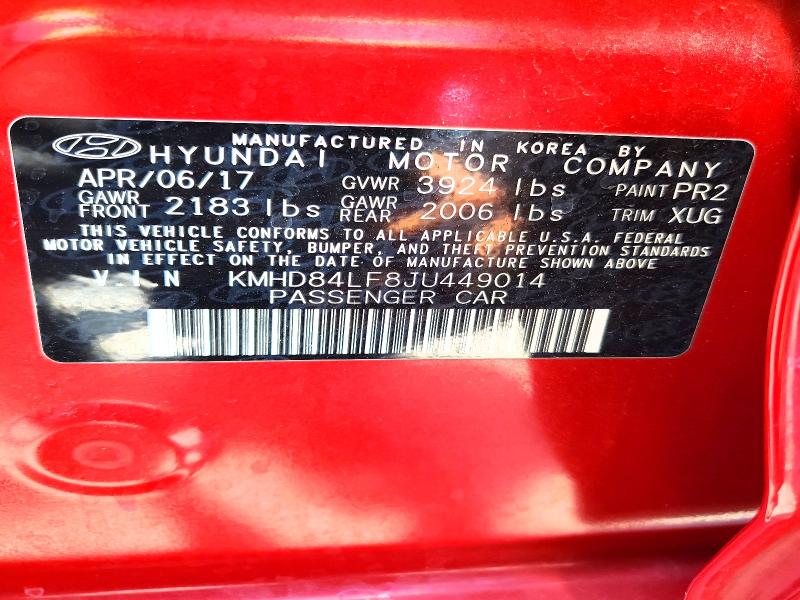 Aukcja sprzedaży 2018 Hyundai Elantra, vin: KMHD84LF8JU449014, numer aukcji: 55925226