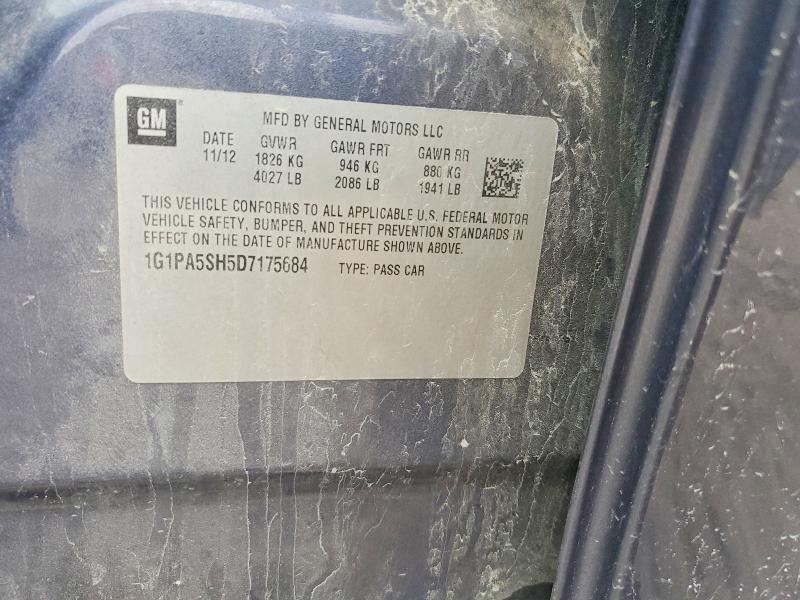 2013 Chevrolet Cruze მანქანა იყიდება აუქციონზე, vin: 1G1PA5SH5D7175684, აუქციონის ნომერი: 58814906