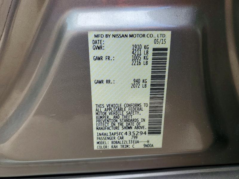 56442166 :رقم المزاد ، 1N4AL3AP5FC435294 vin ، 2015 Nissan Altima مزاد بيع