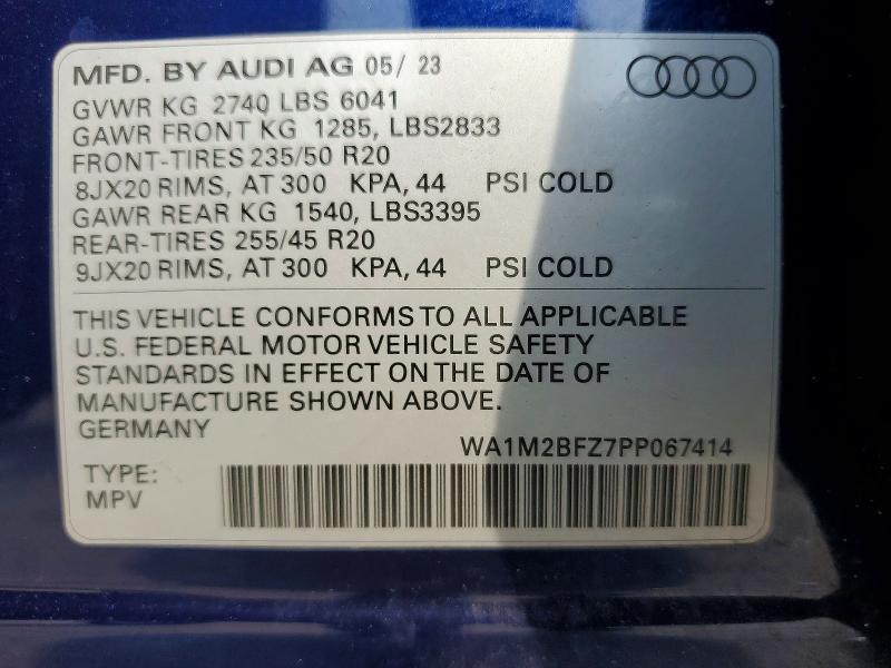 58467946 :رقم المزاد ، WA1M2BFZ7PP067414 vin ، 2023 Audi Q4 E-tron مزاد بيع