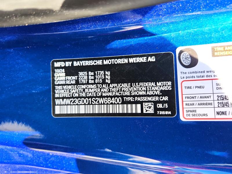 Aukcja sprzedaży 2025 Mini Cooper, vin: WMW23GD01S2W68400, numer aukcji: 56324426