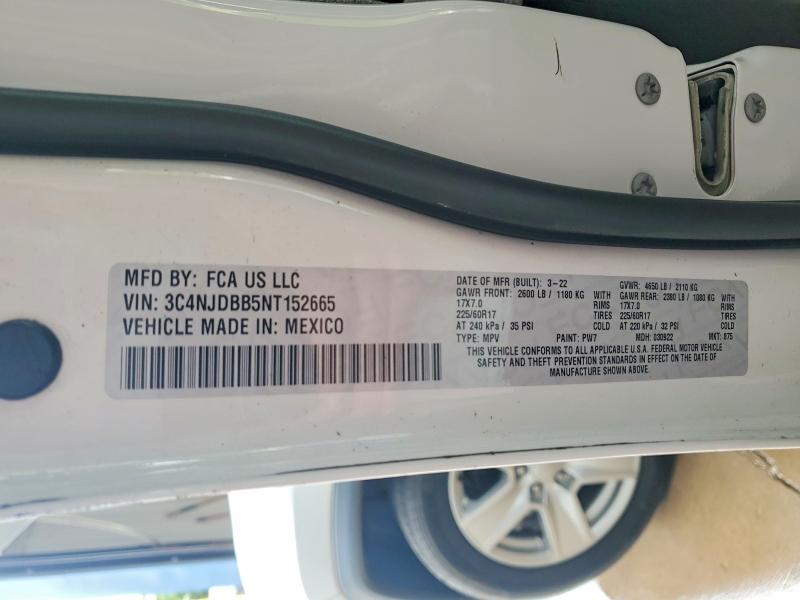 Aukcja sprzedaży 2022 Jeep Compass, vin: 3C4NJDBB5NT152665, numer aukcji: 56806546