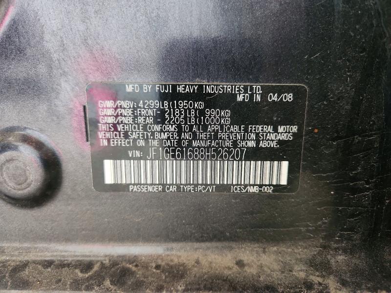 Продажа на аукционе авто 2008 Subaru Impreza, vin: JF1GE61688H526207, номер лота: 56411986