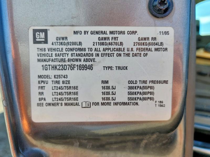 2006 Gmc Sierra მანქანა იყიდება აუქციონზე, vin: 1GTHK23D76F169946, აუქციონის ნომერი: 56506236