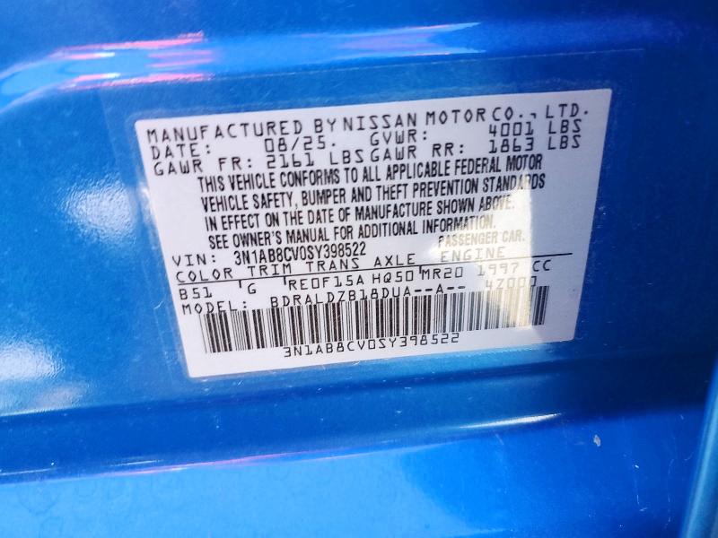 Продажа на аукционе авто 2025 Nissan Sentra, vin: 3N1AB8CV0SY398522, номер лота: 57778856