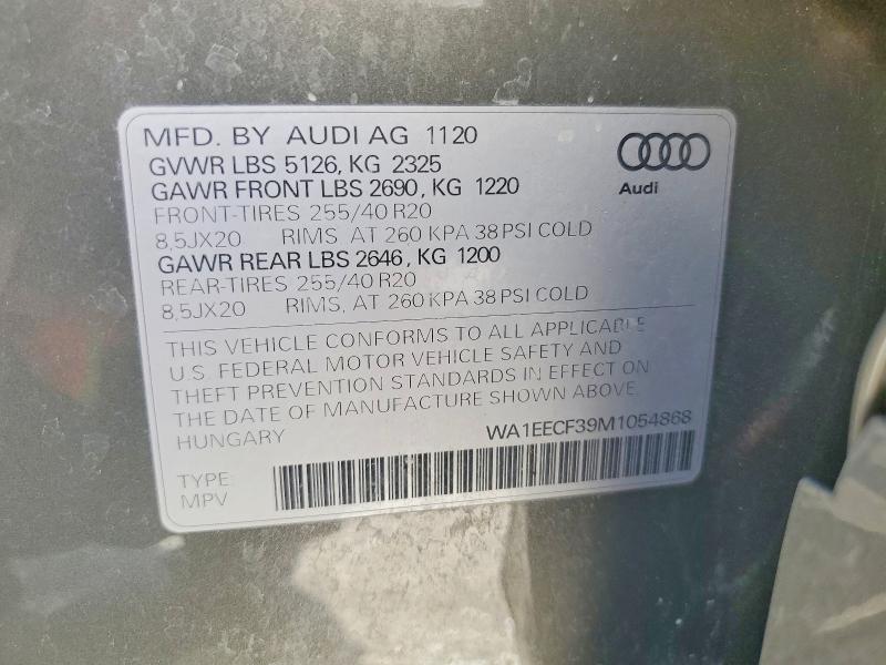 Aukcja sprzedaży 2021 Audi Q3, vin: WA1EECF39M1054868, numer aukcji: 58925986