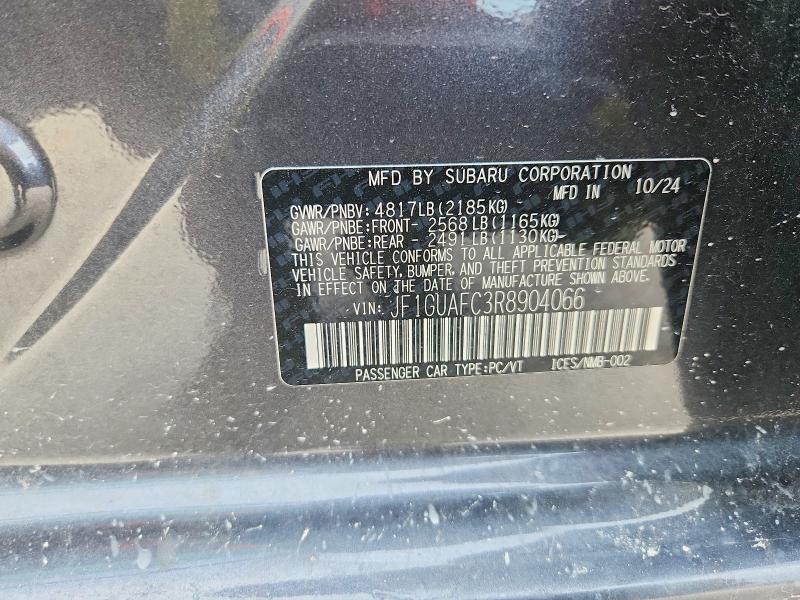 2024 Subaru Impreza მანქანა იყიდება აუქციონზე, vin: JF1GUAFC3R8904066, აუქციონის ნომერი: 55676256