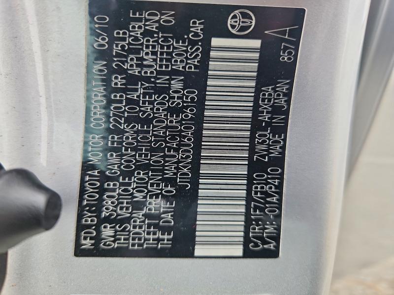 55966506 :رقم المزاد ، JTDKN3DU6A0196150 vin ، 2010 Toyota Prius مزاد بيع