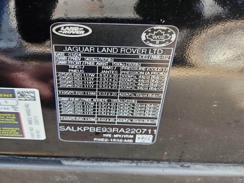 Продажа на аукционе авто 2024 Land Rover Range Rover, vin: SALKPBE93RA220711, номер лота: 56488406
