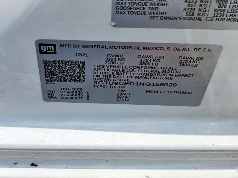 Продажа на аукционе авто 2022 Gmc Sierra Limited, vin: 3GTU9CED1NG155020, номер лота: 58449966