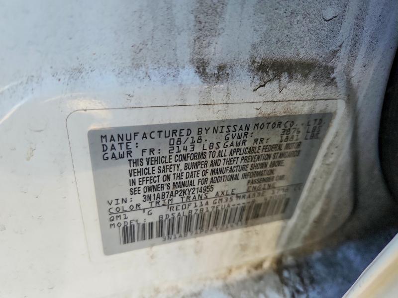 Aukcja sprzedaży 2019 Nissan Sentra, vin: 3N1AB7AP2KY214955, numer aukcji: 59161226