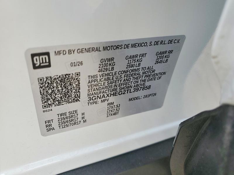 56571336 :رقم المزاد ، 3GNAXHEG2TL397858 vin ، 2026 Chevrolet Equinox مزاد بيع