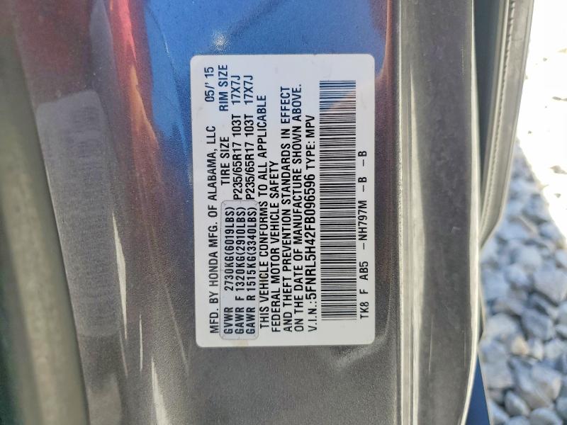 2015 Honda Odyssey მანქანა იყიდება აუქციონზე, vin: 5FNRL5H42FB096596, აუქციონის ნომერი: 57064216