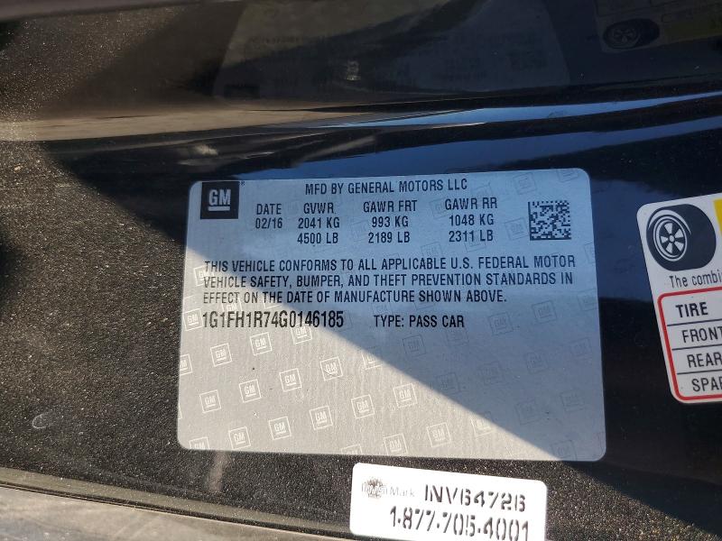 Auction sale of the 2016 Chevrolet Camaro, vin: 1G1FH1R74G0146185, lot number: 56700596