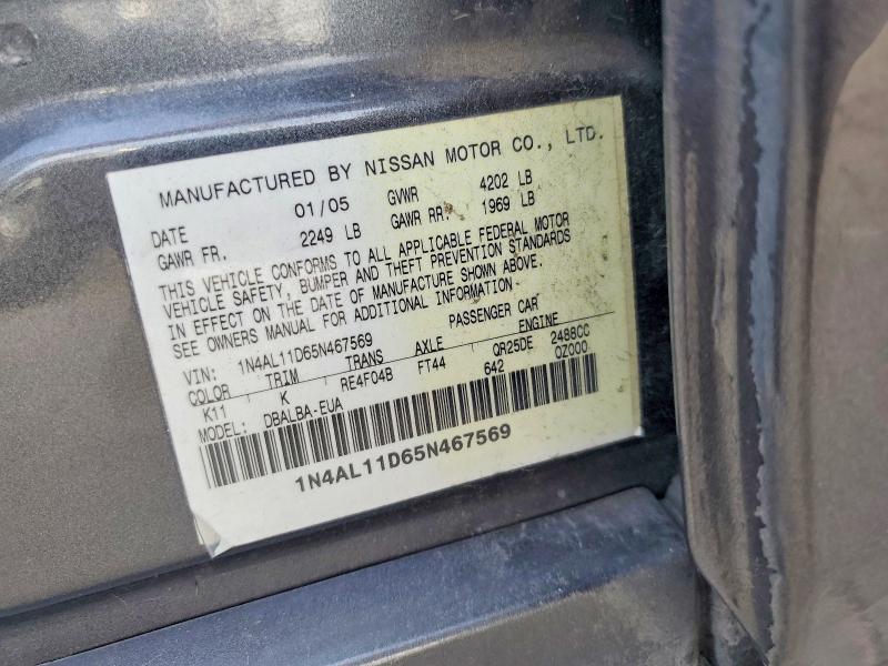 58737026 :رقم المزاد ، 1N4AL11D65N467569 vin ، 2005 Nissan Altima مزاد بيع