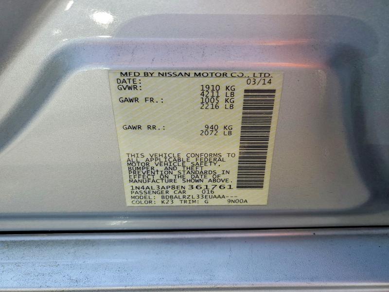 Продажа на аукционе авто 2014 Nissan Altima, vin: 1N4AL3AP8EN361761, номер лота: 58186876