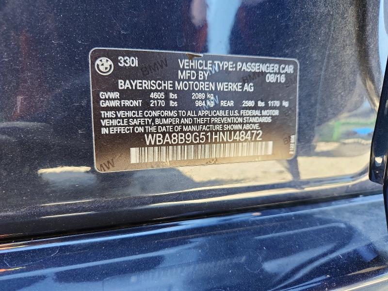 Продажа на аукционе авто 2017 Bmw 330, vin: WBA8B9G51HNU48472, номер лота: 85630345