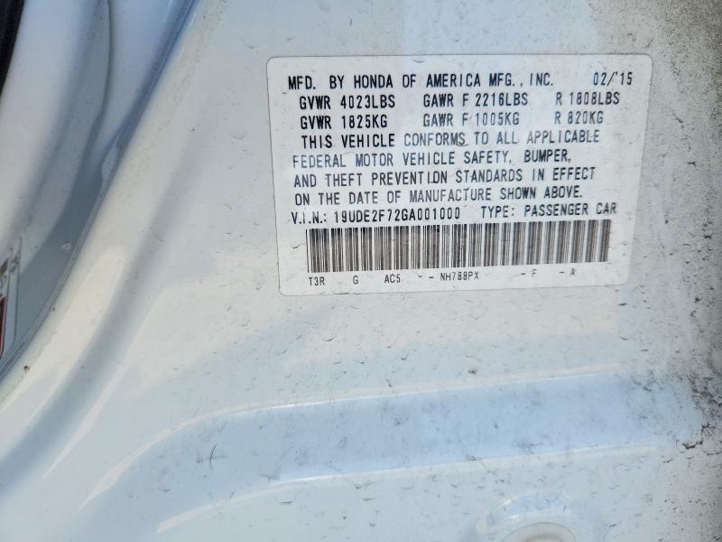 58904166 :رقم المزاد ، 19UDE2F72GA001000 vin ، 2016 Acura Ilx مزاد بيع