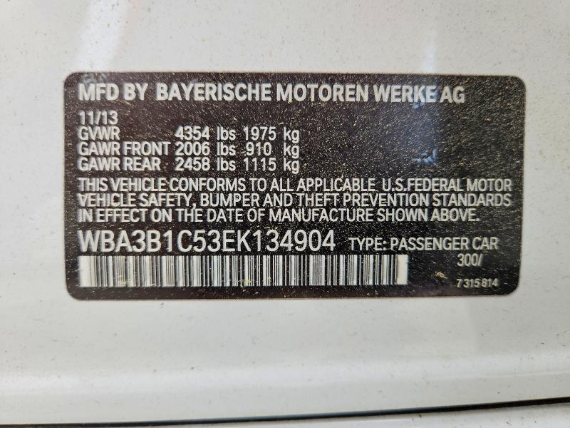 56738536 :رقم المزاد ، WBA3B1C53EK134904 vin ، 2014 Bmw 320 مزاد بيع