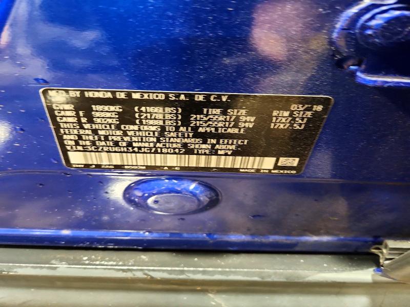 79135755 :رقم المزاد ، 3CZRU6H34JG718042 vin ، 2018 Honda Hr-v مزاد بيع
