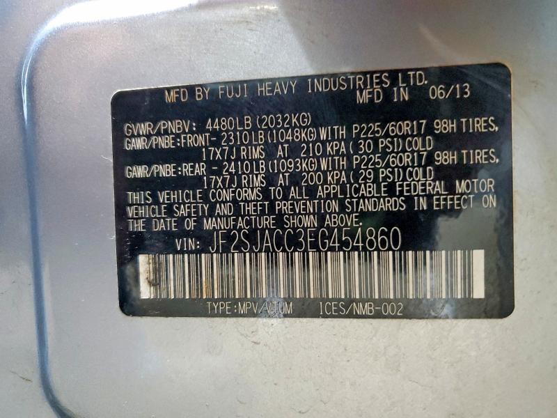 Aukcja sprzedaży 2014 Subaru Forester, vin: JF2SJACC3EG454860, numer aukcji: 57118526