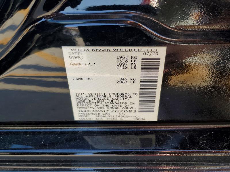 Aukcja sprzedaży 2020 Nissan Altima, vin: 1N4BL4BVXLC262083, numer aukcji: 59239636