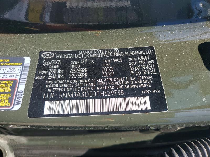 2026 Hyundai Tucson მანქანა იყიდება აუქციონზე, vin: 5NMJA3DE0TH629738, აუქციონის ნომერი: 56722286