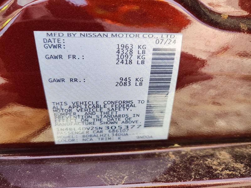 Продажа на аукционе авто 2025 Nissan Altima, vin: 1N4BL4DV2SN305377, номер лота: 56235796