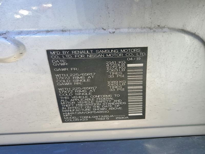 Продажа на аукционе авто 2019 Nissan Rogue, vin: KNMAT2MV0KP548510, номер лота: 55737436