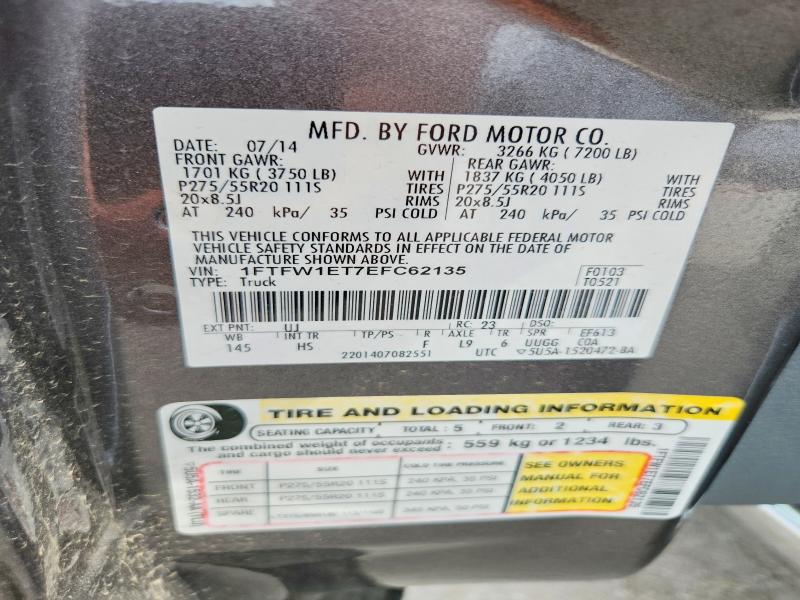 Aukcja sprzedaży 2014 Ford F150, vin: 1FTFW1ET7EFC62135, numer aukcji: 55808926