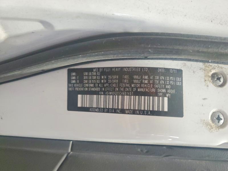 2012 Subaru Tribeca მანქანა იყიდება აუქციონზე, vin: 4S4WX9GD1C4401407, აუქციონის ნომერი: 55998366