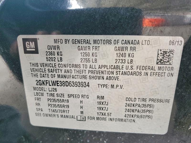 2013 Gmc Terrain მანქანა იყიდება აუქციონზე, vin: 2GKFLWE38D6393934, აუქციონის ნომერი: 58836576