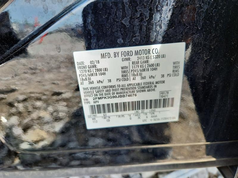 2018 Ford Edge მანქანა იყიდება აუქციონზე, vin: 2FMPK3G90JBB74676, აუქციონის ნომერი: 56586266