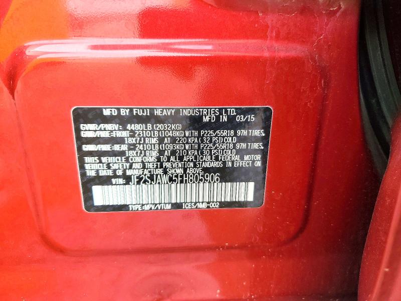 Продажа на аукционе авто 2015 Subaru Forester, vin: JF2SJAWC5FH805906, номер лота: 57888496