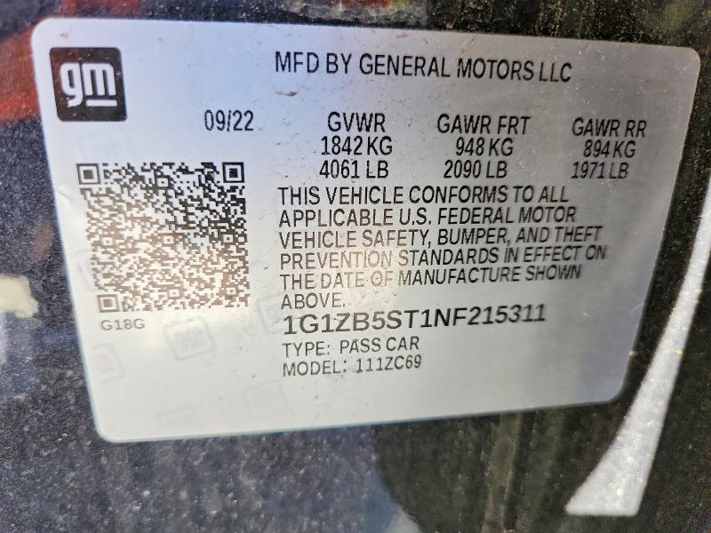 Продажа на аукционе авто 2022 Chevrolet Malibu, vin: 1G1ZB5ST1NF215311, номер лота: 56305176