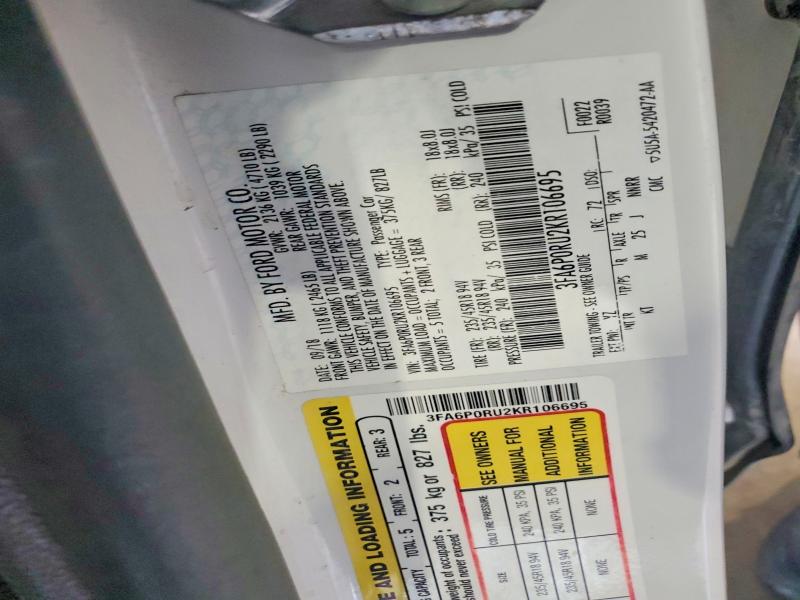 Aukcja sprzedaży 2019 Ford Fusion, vin: 3FA6P0RU2KR106695, numer aukcji: 57307276